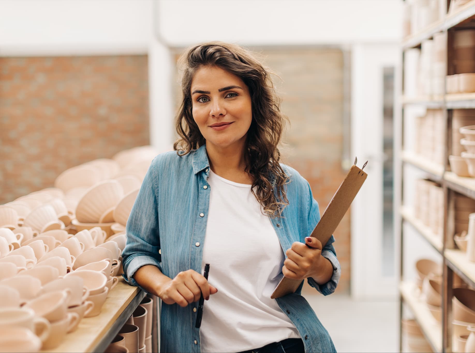 A woman holding a phone